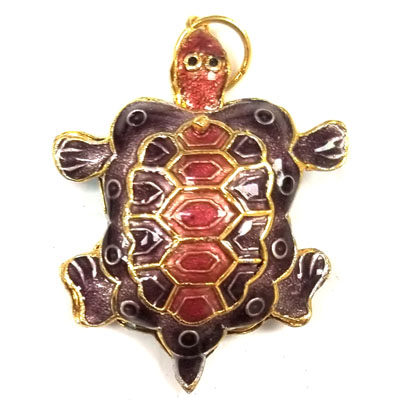 ENAMEL TURTLE 32X40MM PURPLE